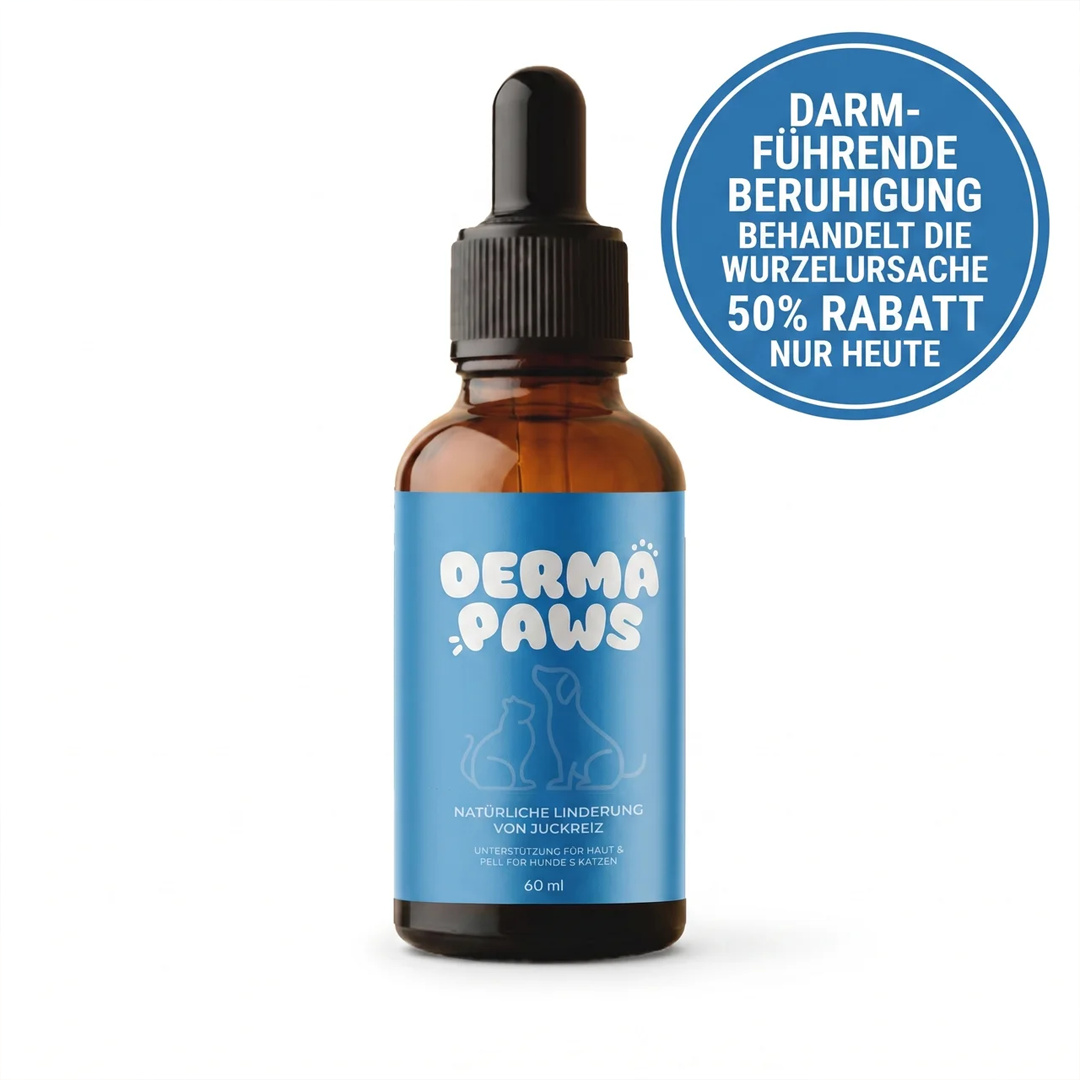 DermaPaws – Von Tierärzten empfohlene Tropfen zur Unterstützung bei Darmfunktionsstörungen &  Linderung von Juckreiz