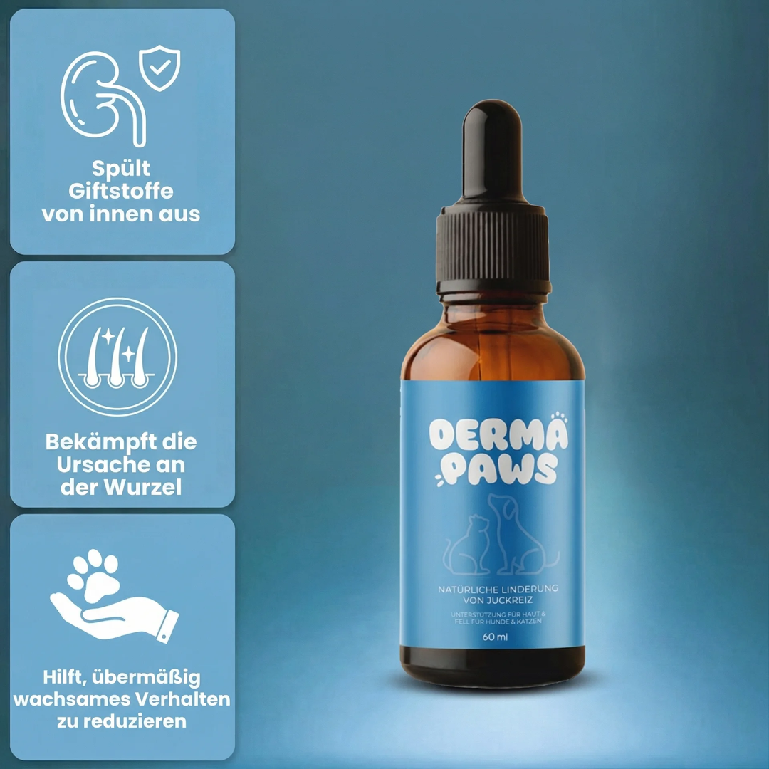 DermaPaws – Von Tierärzten empfohlene Tropfen zur Unterstützung der Nierenfunktion &  Linderung von Juckreiz